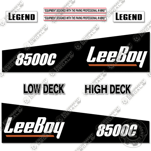 Fits LeeBoy 8500C Decal Kit Asphalt Paver (Black Version)