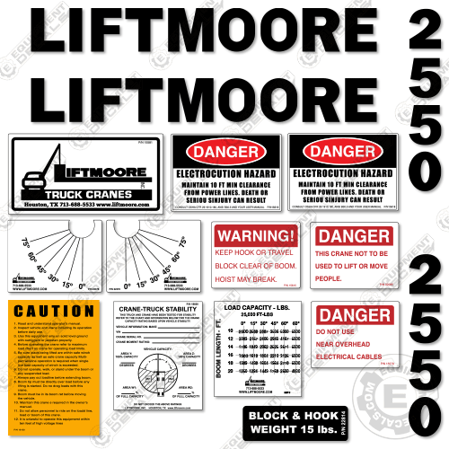 Fits Liftmoore 2550 Decal Kit Crane Truck