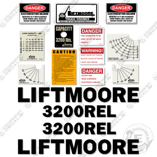 Fits Liftmoore 3200REL Decal Kit Crane Truck – Equipment Decals