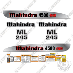 Fits Mahindra 4500 Decal Kit Tractor (Metallic Silver/Black) - PACKAGE