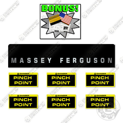 Fits Massey Ferguson 1805 Rear Decal with Pinch Warnings