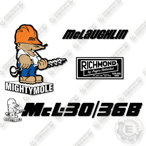 Fits McLaughlin MCL-30/ 36B Decal Kit Auger Boring Machine