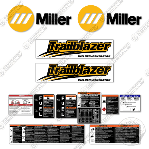 Fits Miller Trailblazer Decal Kit Generator Welder - Custom Yellow