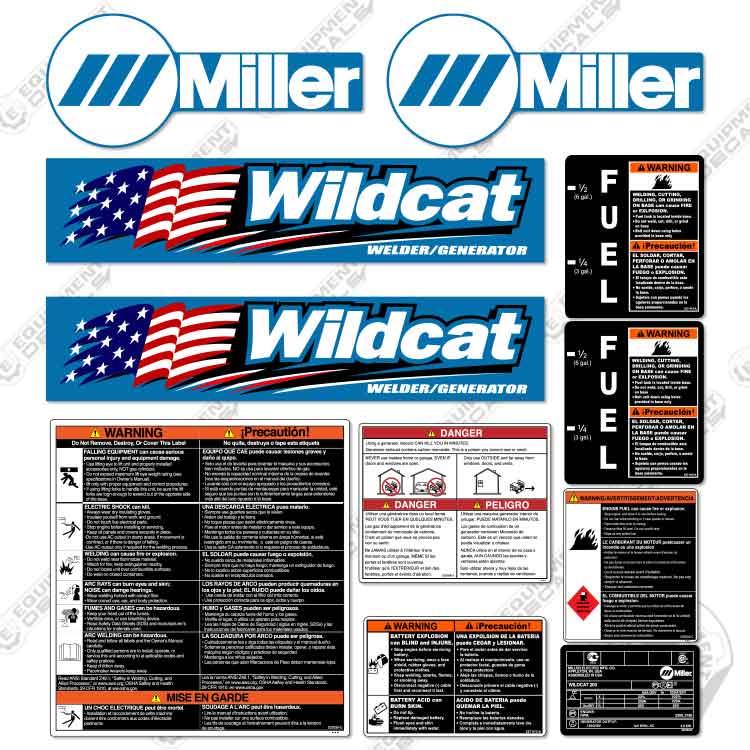 Fits Bobcat Miller Wildcat 200 Decal Kit Generator Welder - Flag Style ...