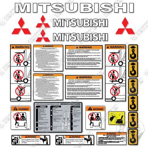 Mitsubishi FD15K Forklift Decal Kit
