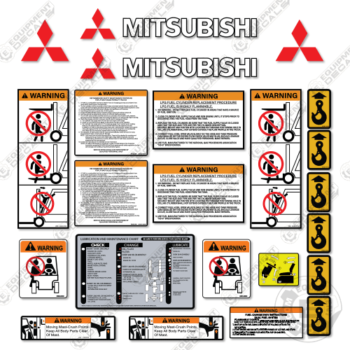 Fits Mitsubishi FG50CN Forklift Decal Kit