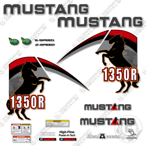 1390 R Sticker Fits Mustang 1350R Decal Kit Skid Steer – Equipment Decals