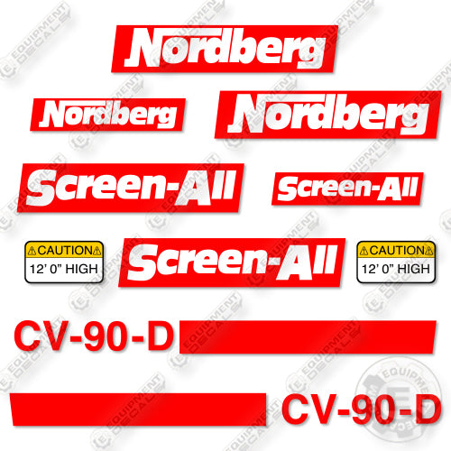 Fits Nordberg CV-90-D Decal Kit Screener