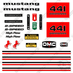 Fits OMC Mustang 441 Decal Kit Skid Steer