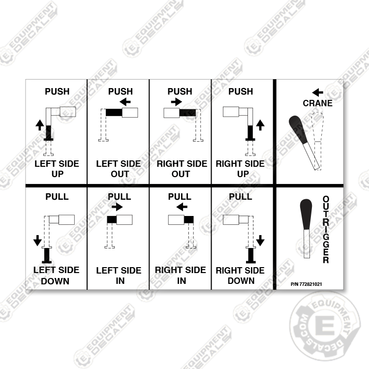 Machine Control Decals Fits AutoCrane HC12S Outrigger Control Decal - 772821021 – Equipment Decals