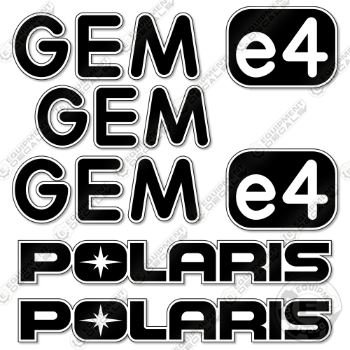 Fits Gem E4 Decal Kit Electric Vehicle - White/Black