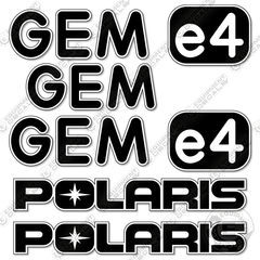 Fits Gem E4 Decal Kit Electric Vehicle - White/Black