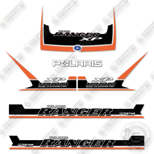 Fits Polaris Ranger 1000XP 2018 Orange Black Decal Kit Utility Vehicle