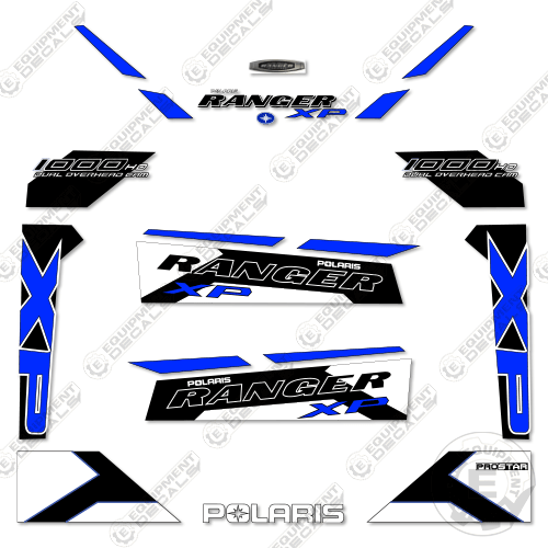 Fits Polaris Ranger 1000 XP HO Decal Kit - Custom White Lightning Style Blue