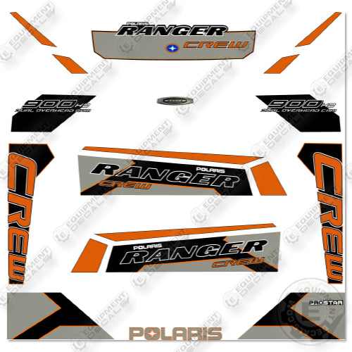 Fits Polaris Ranger 900HO Crew White Lightning Decal Kit Utility Vehicle- Custom Grey & Orange
