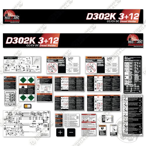 Fits Red-D-Arc D302K3+12 Decal Kit Generator Welder