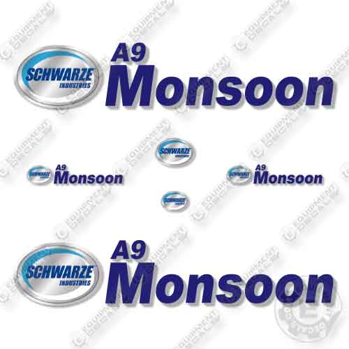 Sweeper Sticker Fits Schwarze A9 Monsoon Decal Kit Vacuum Sweeper – Equipment Decals