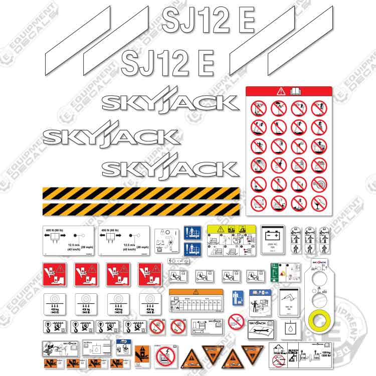 Fits SkyJack SJ12E Decal Kit Mast Lift