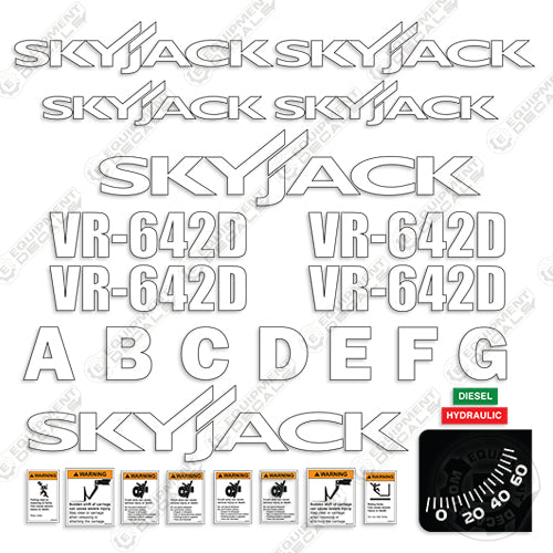 Fits Skyjack VR-642D Decal Kit Telehandler