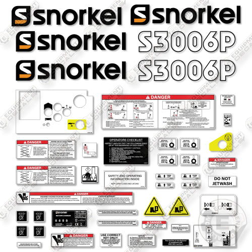 Fits Snorkel S3006P Decal Kit Scissor Lift