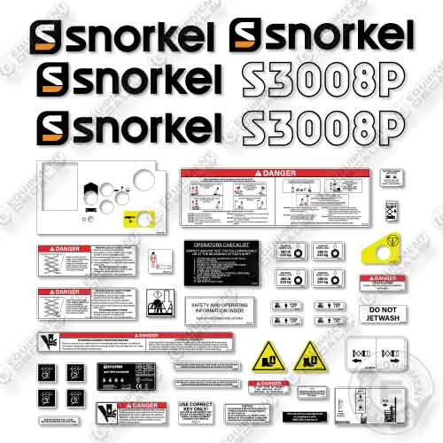 Fits Snorkel S3008P Decal Kit Scissor Lift – Equipment Decals