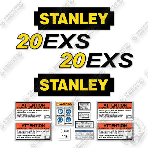 Fits Stanley 20EXS Decal Kit Hydraulic Hammer