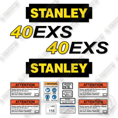 Fits Stanley 40EXS Decal Kit Hydraulic Hammer