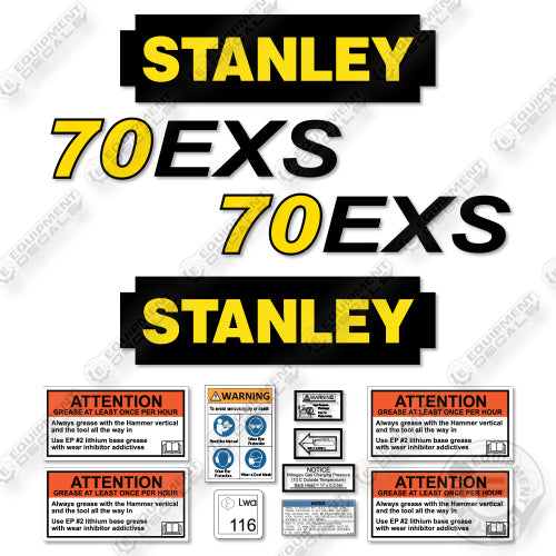 Fits Stanley 70EXS Decal Kit Hydraulic Hammer