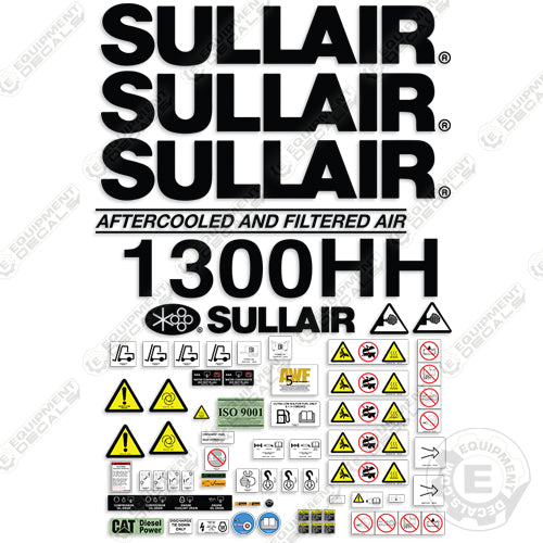 Fits Sullair 1300HH Decal Kit Air Compressor - Tier 3 – Equipment Decals
