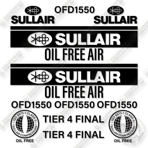 Sullair OFD1550 Decal Kit Rotary Screw Air Compressor - Aftermarket Kit