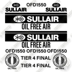 Sullair OFD1550 Decal Kit Rotary Screw Air Compressor - Aftermarket Kit