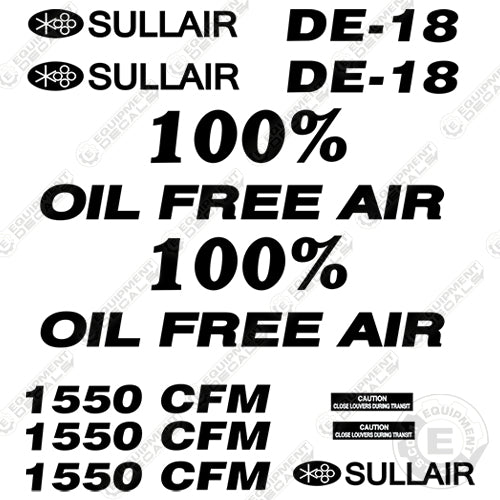Fits Sullair DE-18 Decal Kit Air Compressor