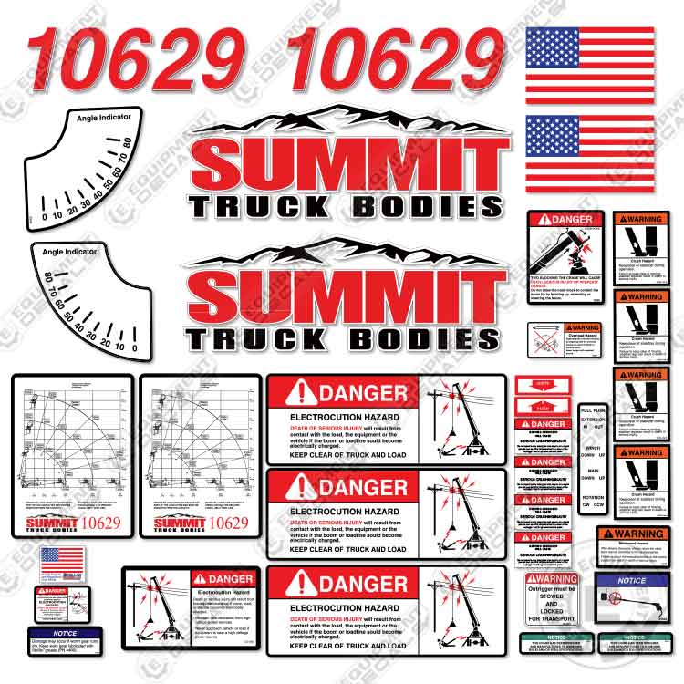 Fits Summit 10629 Decal Kit Crane Truck