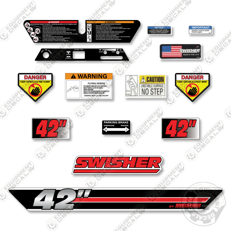 Fits Swisher Zero Turn Decal kit - 42"