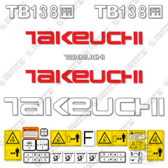 Fits Takeuchi TB138FR Decal Kit Mini Excavator