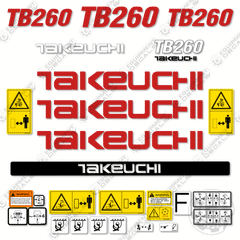 Fits Takeuchi TB 260 Decal Kit Mini Excavator - Open Cab