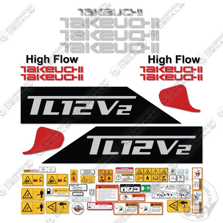 Fits Takeuchi TL12V2 Decal Kit Skid Steer Loader W/ High Flow