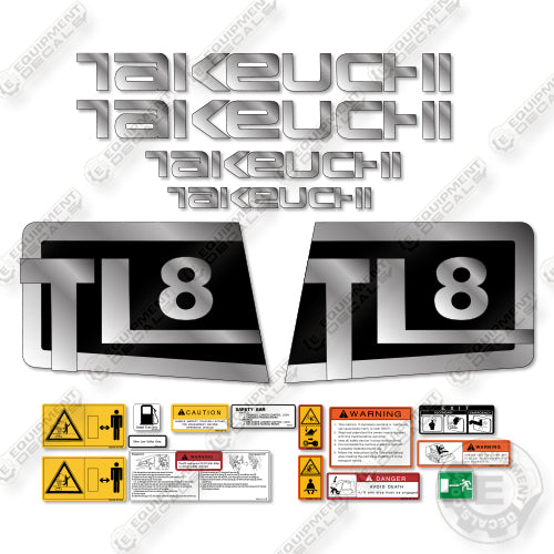 Takeuchi TL8 Decal Kit Compact Track Loader - Custom Silver - Aftermarket Kit