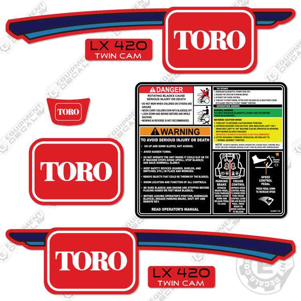Fits Toro LX420 Decal Kit Mower – Equipment Decals