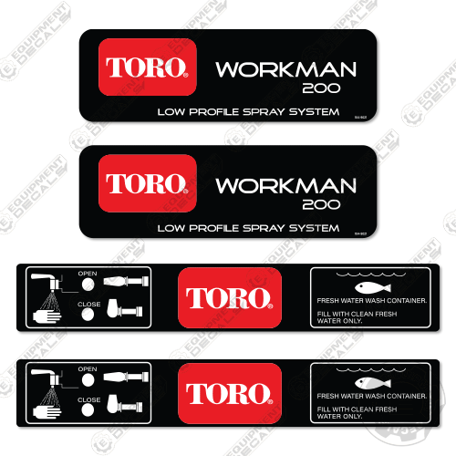 Fits Toro Workman 200 Decal Kit Spray System – Equipment Decals