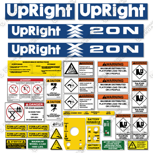 Fits Upright X20N Decal Kit Scissor Lift – Equipment Decals
