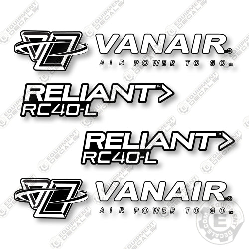 Vanair RC40-L Decal Kit Air Compressor - Custom Reverse Colors - Aftermarket Kit