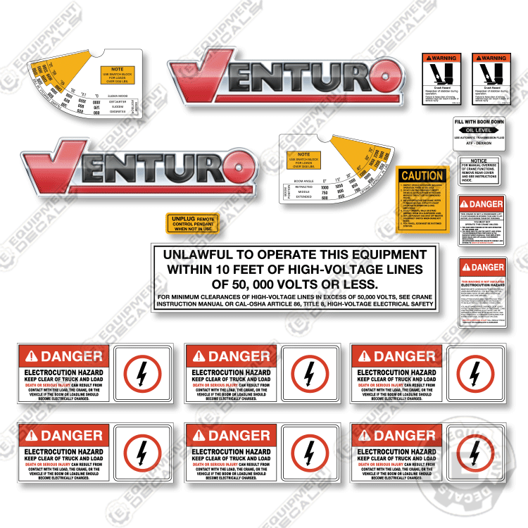 Fits Venturo ET5500MBP Decal Kit For Crane Truck