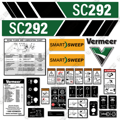 Fits Vermeer SC292 Decal Kit Stump Grinder – Equipment Decals