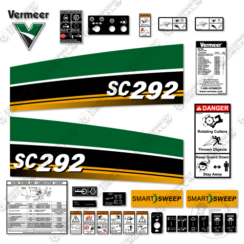 Fits Vermeer SC292 Decal Kit Stump Grinder – Equipment Decals