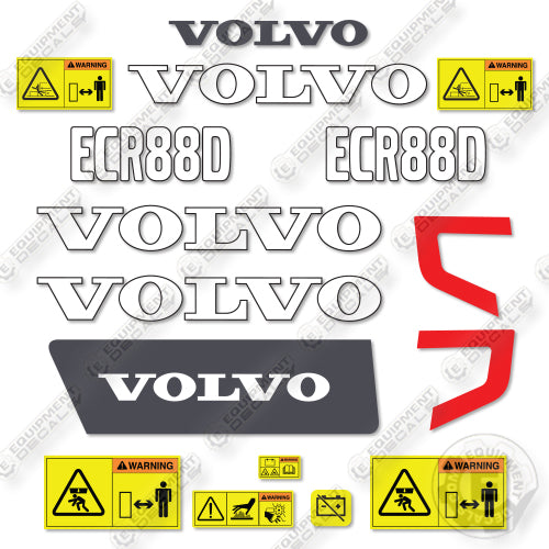Volvo ECR88D Decal Kit Excavator - Aftermarket Kit