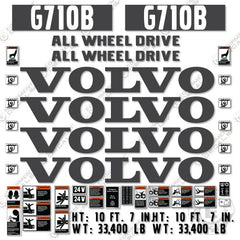 Fits Volvo G710B Decal Kit Motor Grader
