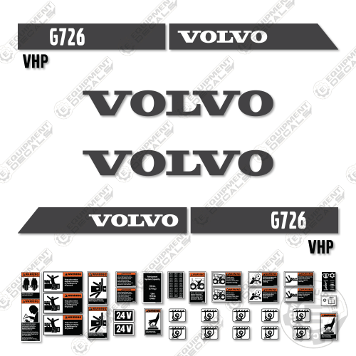 Fits Volvo G726 VHP Decal Kit Motor Grader - Scraper
