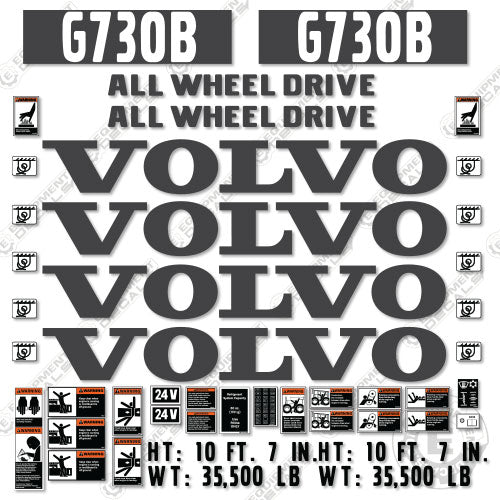 Fits Volvo G730B Decal Kit Motor Grader