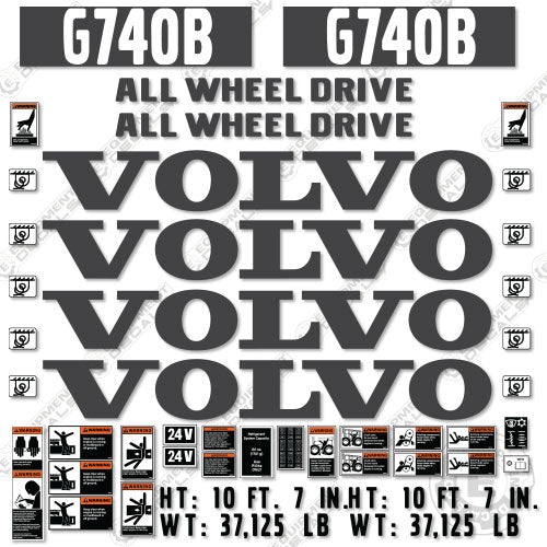 Fits Volvo G740B Decal Kit Motor Grader